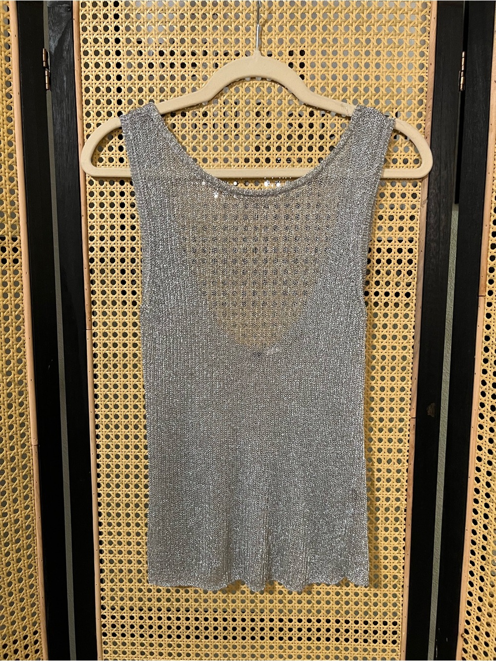 H&M Silver Metallic Knit Tank Top